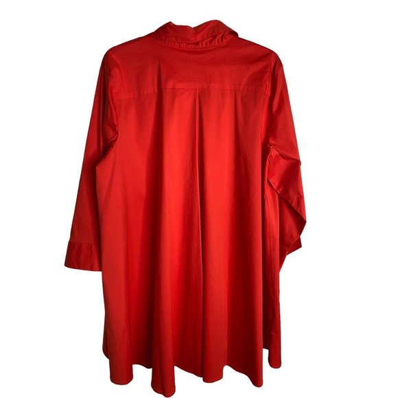 The Look Woman Orange Button Down Oversized Top Size 2X Lagenlook Quiet Luxury - Picture 2 of 8